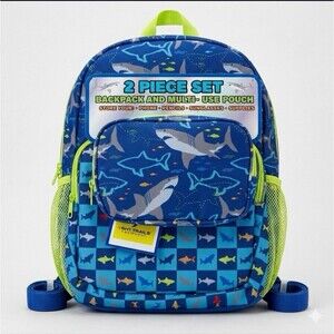 High Trails Kids Backpack and Pouch, Sharks, Blue, Bookbag, Boys School  New